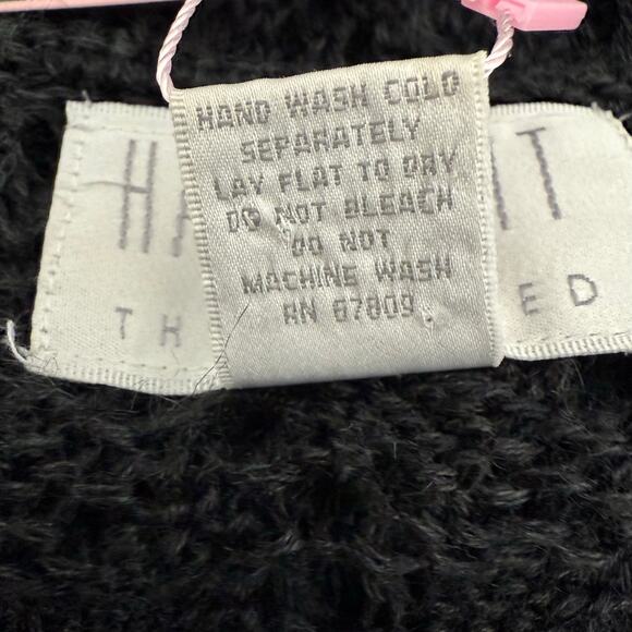 Vintage The Limited Black Chunky Crochet Knit Tunic Sweater S 90s Y2K Minimalist - Picture 4 of 5